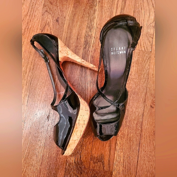 Stuart Weitzman peep toe cork heels - Picture 2 of 6